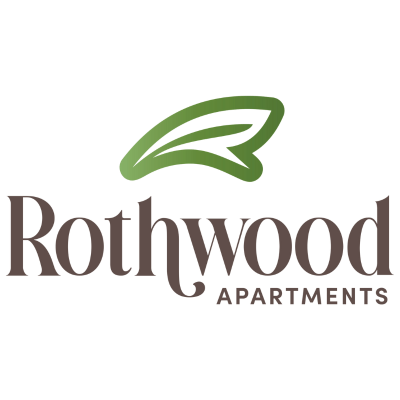 the logo for rothwood apartments is shown